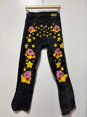 Valacy Online "Kirbvisu" Kirby Black Graphic Denim Jeans 28x32 Rare
